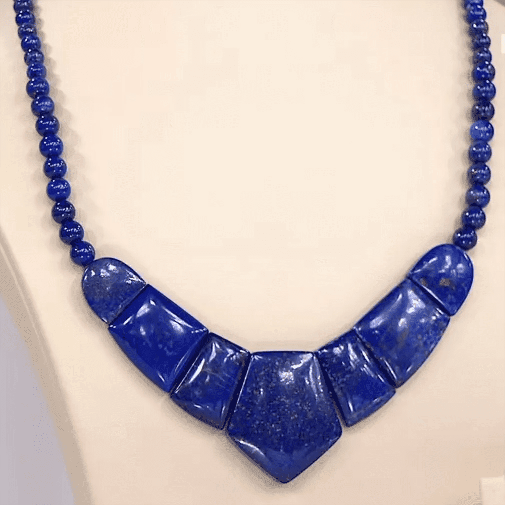 Pure Natural LAPIS LAZULI shaped beautiful Necklace with 7 mm Beads AAA Grade from Afghanistan